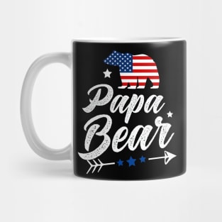 Papa Bear Patriotic Flag Matching 4th Of July Mug